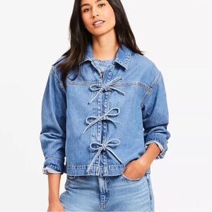 LOFT Light Blue Bow-Tie Jean Jacket